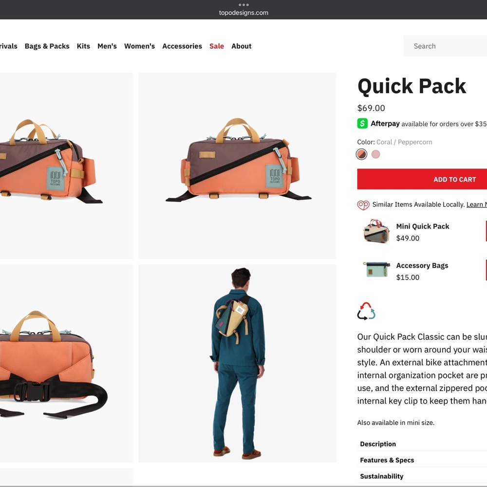 MOVING SALE!! Topo Designs Quick Pack